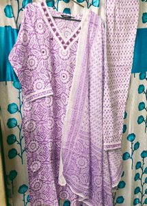 😍Combo Of 3 Cotton Kurti Pant Dupatta Sets🥰