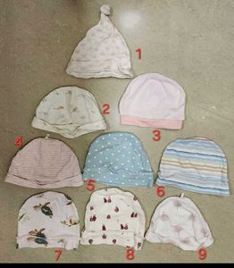 New Born Mittens &amp; Caps - Set Of 9 each +2 HM Cap