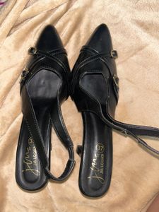 Black Buckle Heels