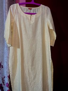 W Yellow Shimmer Kurta