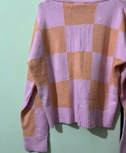 Trendy Pink Checkered Cardigan