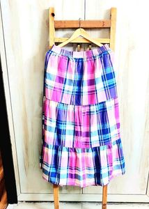 Pink &amp; Blue Cotton Long Skirt Waist Size-30-32