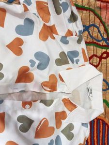 Heart Print White Top