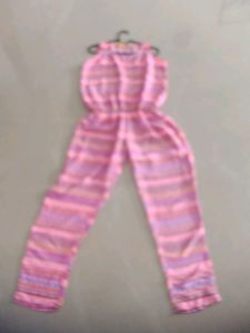 Fix price pink overall printed jumpsuit