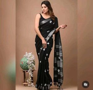 Elegant Black Cotton Saree