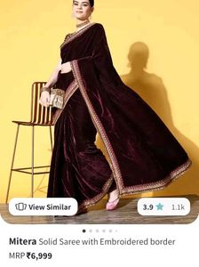 Mitera Velvet Saree With Embroidered Border