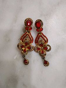 Red & Gold Dangle Earrings