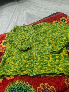 Handmade Green &amp; Yellow Knit Cardigan