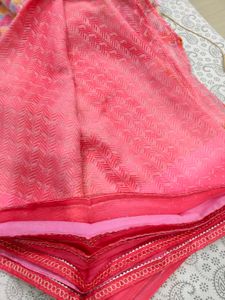 Pink Patterned Sari