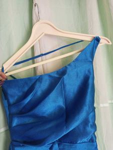 Teal One-Shoulder Maxi Dress