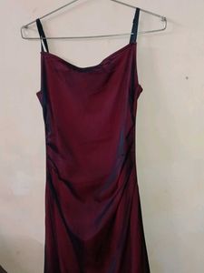 gathered bodycon Burgundy Maxi Slip Dress