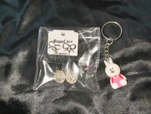 Bow Drop Earrings and keychain