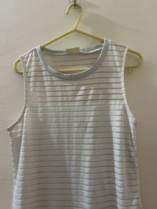 Elegant White Striped Dress