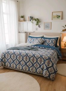 Elegant Blue Patterned Bedsheet Set