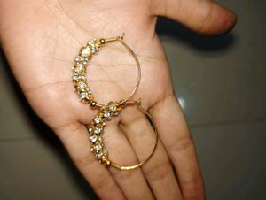 Golden Hoop Earrings with diamonds