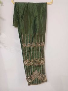 Olive Green Four piece dress (semi stitched)