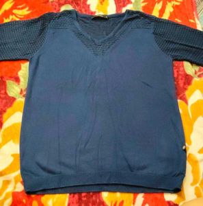 Navy V-Neck Knit Top
