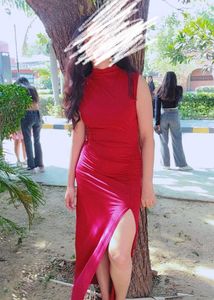 Red Bodycon Slit Dress