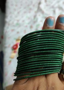 Metal Plain Green Bangles Set Of 20 Pcs