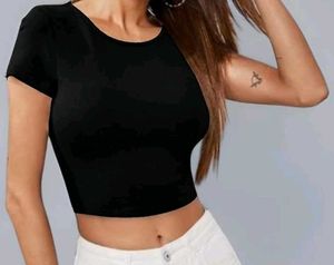 Black Ribbed Crop Top