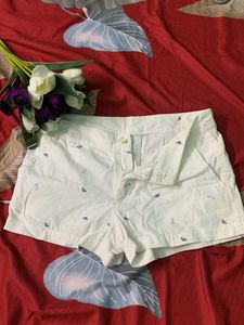 White Patterned Shorts