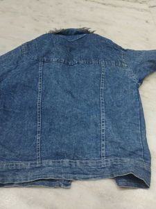 Denim Jacket with Fur Trim