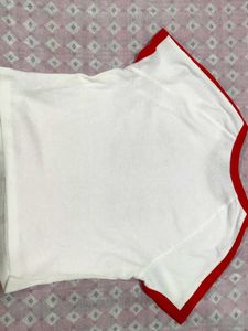 Crop Top - White &amp; Red