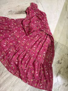 Pink Floral Tiered Maxi Dress