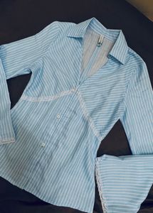 Newme Striped Lace Trim Top32-34