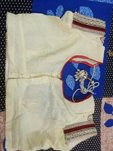 Off White Blue Heavy Saree Women