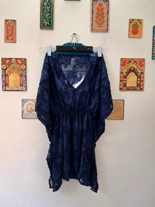 Elegant Navy Blue Lace Kaftan Top new