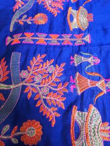 Blue Embroidered Saree