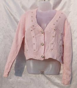 Shein Pearl Detail Cropped Cardigan 💕