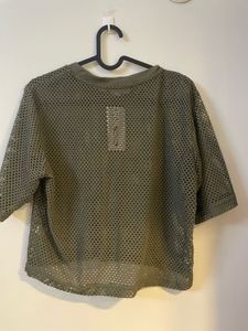 Olive Green Mesh Top