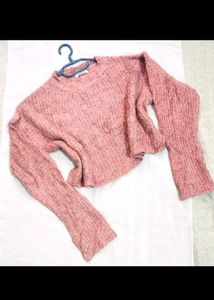 Pink Knit Cropped Sweater