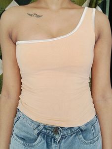 Peach One-Shoulder Bodysuit