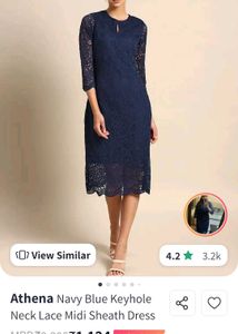 Athena Elegant Navy Lace Midi Dress