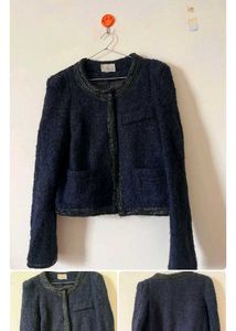 Elegant Navy Tweed Jacket
