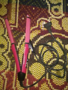 Pink 2-in-1 Hair Curler &amp; Straightener