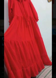 Vintage Red Maxi Dress Gown Party Women