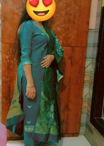 Teal Indian Kurta Pant With dupatta