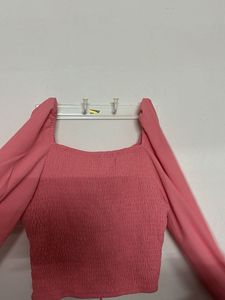 Wild Fable Pink Ruched Crop Top