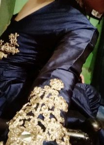 Full Length Navy Blue Front Open Gown