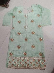 Mint Green Embroidered Kurti