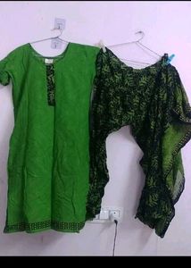 Green Printed Salwar Kameez,3times Wore