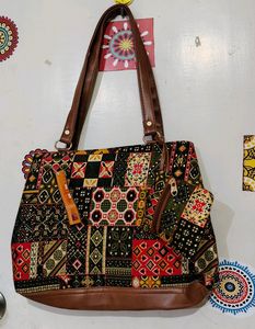 Beautiful Ethnic Handbag Cotton/Leather