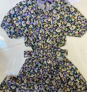 Floral Mini Dress with Cutout Detail