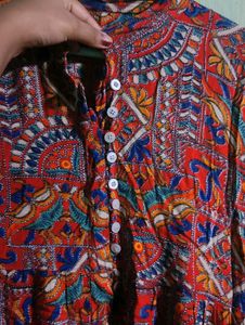 Red Ethnic Print Dress