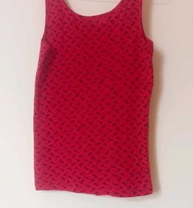 Red Printed Speghetti Top