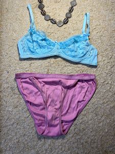 VS Panty With Blue Lace Bra